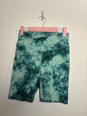 Old Navy Active High Rise Teal Marble Bike Shorts Size